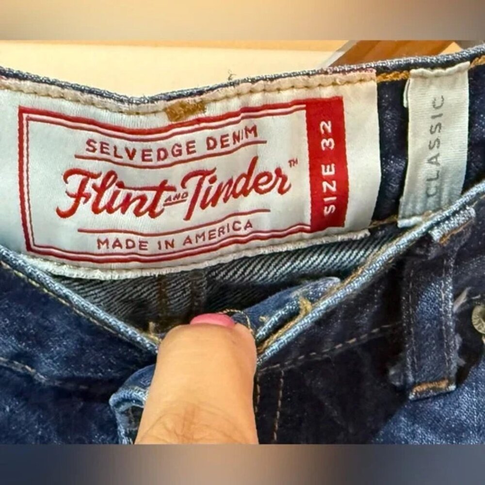 Men's Selvedge Slim Straight Blue Jeans - Picture 4 of 7
